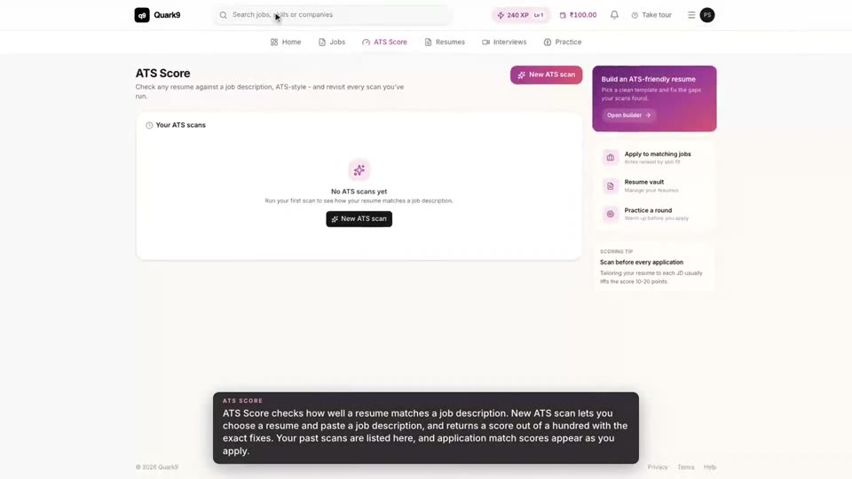 Scan your resume against any job description.